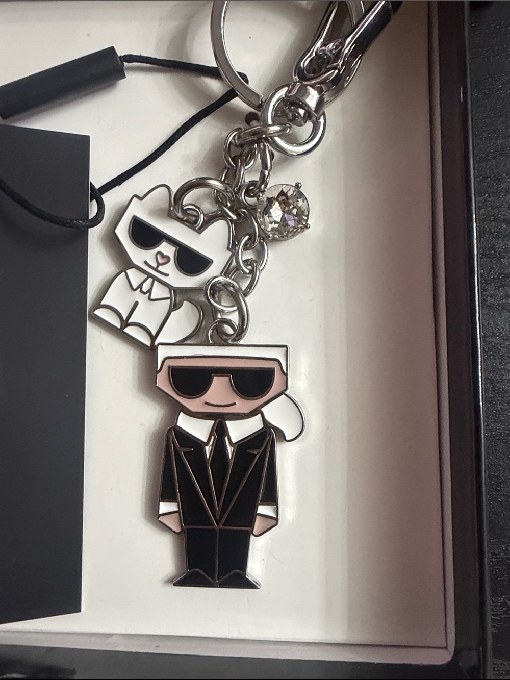 Karl Lagerfeld Black & Silver Character Charm Keychain - Men Accessories - Picture 4 of 5